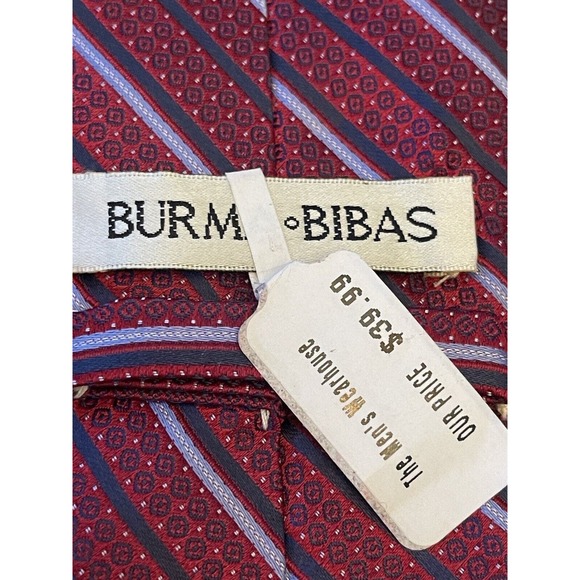 Burma Bibas Red Blue 100% Silk Men’s Neck Tie Made In China - Picture 8 of 9